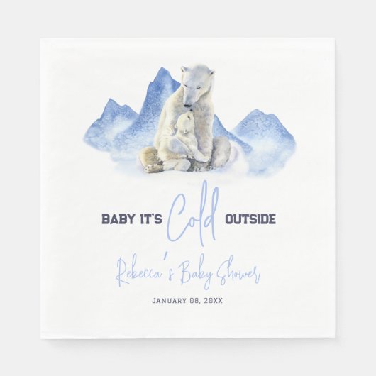Serviette En Papier Il fait froid à l'extérieur du Baby shower d'ours (Devant)