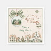 Serviette En Papier Il faut un Baby shower neutre de village (Devant)