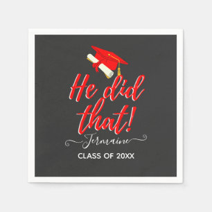 Serviette En Papier Il L'A Fait  Red Funny Graduation