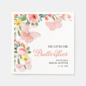 Serviette En Papier Il Me Donne Des Papillons Fête De Fiançailles Flor (Devant)