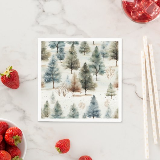 Serviette En Papier Il neige sur les sapins - (En situation)