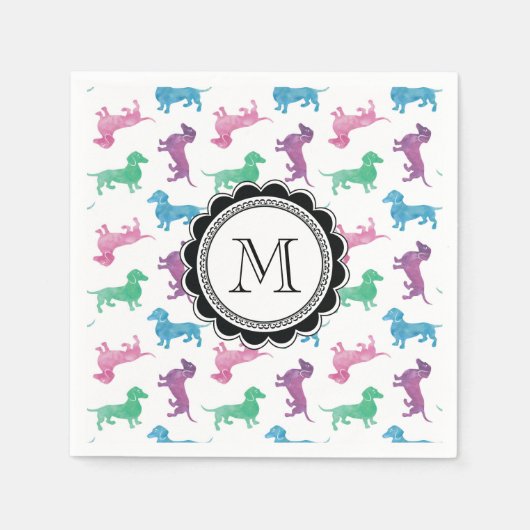 Serviette En Papier Il pleut des Dachshunds (Devant)