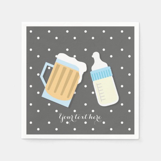 Serviette En Papier Il y a un bébé brassant bières Mugs Gris Douche (Devant)