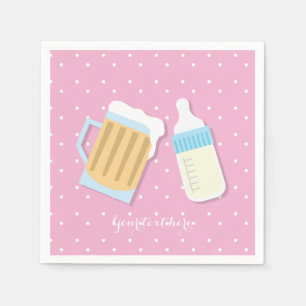 Serviette En Papier Il y a un bébé brassant de la bière Mugs rose Douc