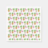 Serviette En Papier Ile tropicale Palm Tree Ananas Flamant rose rose (Devant)