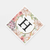 Serviette En Papier Ile tropicale Pastel Floral Mariage Monogramme (Coin)