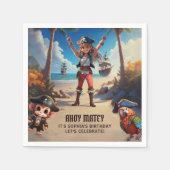 Serviette En Papier Ile tropicale Pirate Girl Anniversaire (Devant)