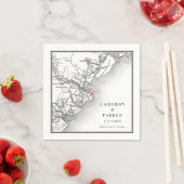Serviette En Papier Île Tybee Géorgie Carte Mariage élégant (En situation)
