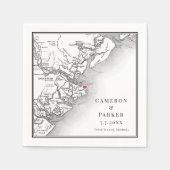 Serviette En Papier Île Tybee Géorgie Carte Mariage élégant (Devant)