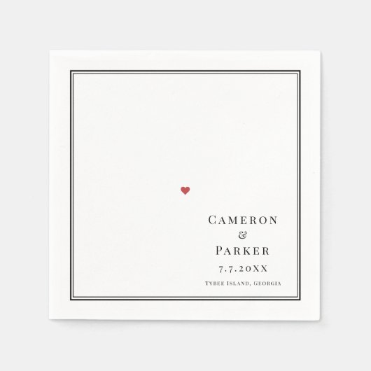 Serviette En Papier Île Tybee Géorgie Carte Mariage élégant (Devant)