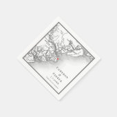 Serviette En Papier Île Tybee Géorgie Carte Mariage élégant (Coin)