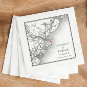 Serviette En Papier Île Tybee Géorgie Carte Mariage élégant