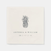 Serviette En Papier Île Vintage Mariage ananas (Devant)