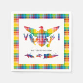 Serviette En Papier Îles Vierges américaines Madras, Drapeau et Îles (Devant)