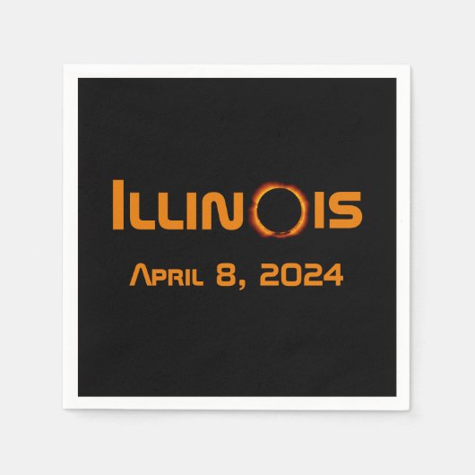 Serviette En Papier Illinois 2024 Total Solaire Eclipse (Devant)