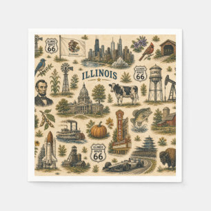 Serviette En Papier Illinois Route 66 Table Skyline