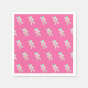 Serviette En Papier illusima Ballerina Hippo rose fête d'anniversaire 