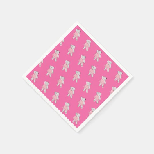 Serviette En Papier illusima Ballerina Hippo rose fête d'anniversaire (Coin)