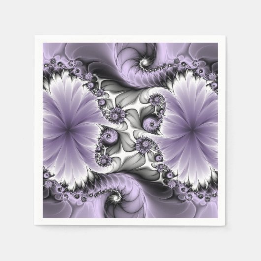 Serviette En Papier Illusion Lilac Abstrait Floral Fractal Art Imagina (Devant)