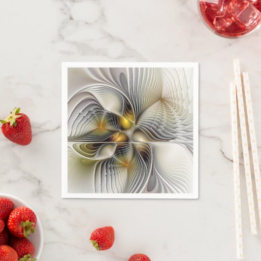 Serviette En Papier Illusion Optique Abstrait 3D Fractal Avec Profonde (En situation)