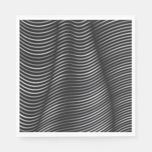 Serviette En Papier Illusion optique noire et argent