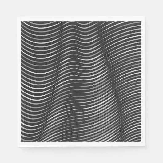 Serviette En Papier Illusion optique noire et argent (Devant)