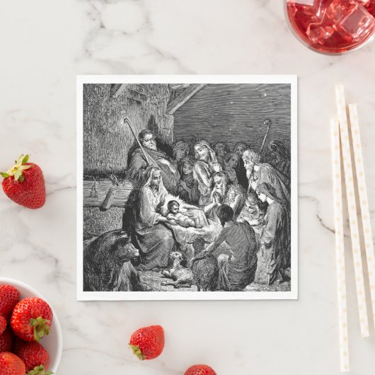 Serviette En Papier Illustrated Christmas Nativity Scene (En situation)