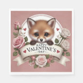 Serviette En Papier Illustration adorable de Fox avec Rose (Devant)