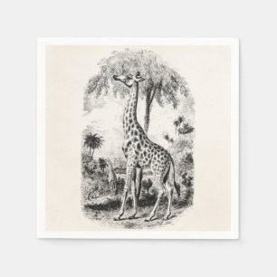 Serviette En Papier Illustration animale personnalisée par girafe