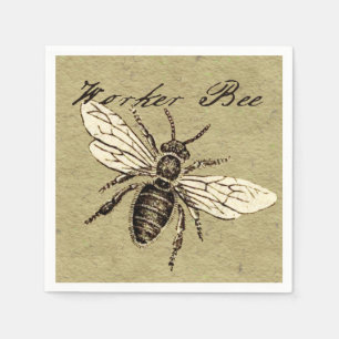 Serviette En Papier Illustration Antique d'Abeille Ouvrière Insecte Vi