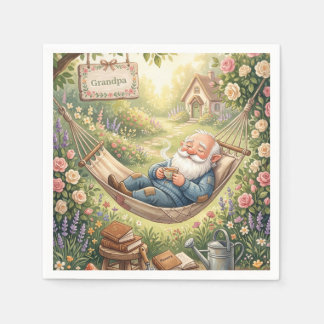 Serviette En Papier Illustration aquarelle cosy d'un gnome endormi