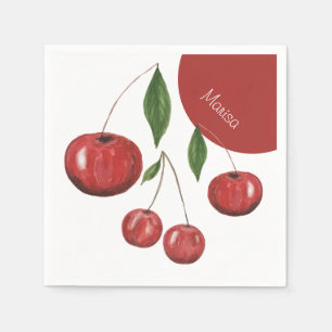 Serviette En Papier Illustration aquarelle de cerises douces