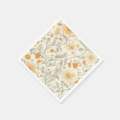 Serviette En Papier Illustration botanique beige et jaune élégant (Coin)