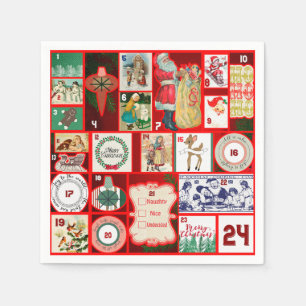Serviette En Papier Illustration Carrée de l'Avent de Bloc de Noël