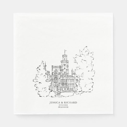 Serviette En Papier Illustration classique du château de l'endroit tir (Devant)