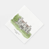 Serviette En Papier Illustration classique du manoir du lieu tiré à la (Coin)