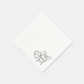 Serviette En Papier Illustration Coeur & Bow Mariage personnalisé (Coin)
