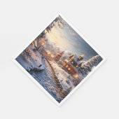 Serviette En Papier Illustration Cosy Village à Noël (Coin)