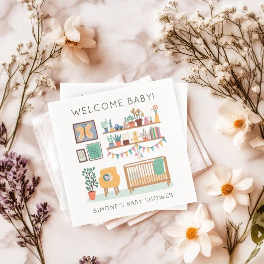 Serviette En Papier Illustration Cute Nursery BABY SHOWER PERSONNALISÉ