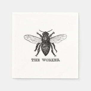 Serviette En Papier Illustration d'abeille ouvrière vintage