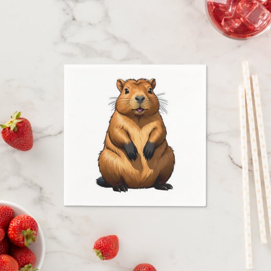 Serviette En Papier Illustration d'animal de rongeur de Capybara migno (En situation)