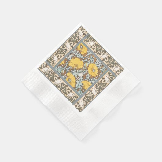 Serviette En Papier illustration d'art pavot fleur jaune (Coin)