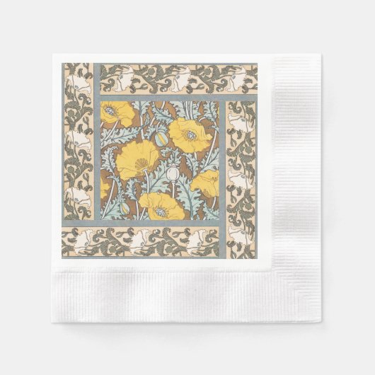 Serviette En Papier illustration d'art pavot fleur jaune (Devant)