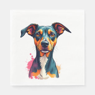 Serviette En Papier Illustration d'art pop de portrait de chien coloré