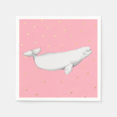 Serviette En Papier Illustration de baleines bélugas Dots dorés rose (Devant)