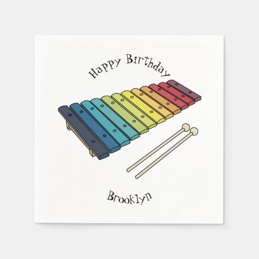 Serviette En Papier Illustration de bande dessinée en Xylophone (Devant)