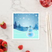 Serviette En Papier Illustration de bonhomme de neige mignon (En situation)