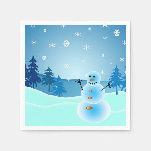 Serviette En Papier Illustration de bonhomme de neige mignon (Devant)