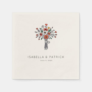 Serviette En Papier Illustration de bouquet floral rouge joyeux