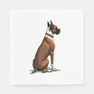 Serviette En Papier Illustration de Boxer Vintage vu de dos Marron W